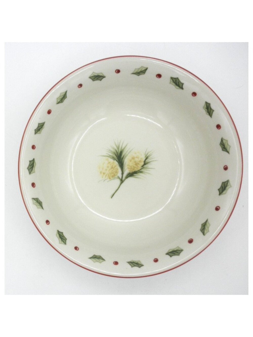 Merry Brite Christmas Serving Vegetable Bowl Pattern Code MBT1 Pine Cones Center